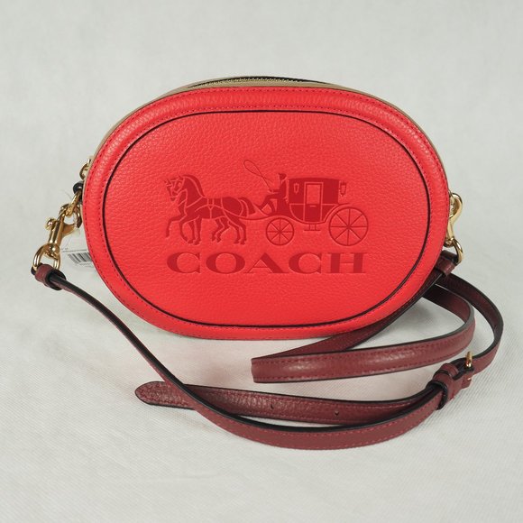 Coach Handbags - Coach Camera Bag Colorblock Horse Carriage Pebble Leather Poppy Mauve Pink C4164